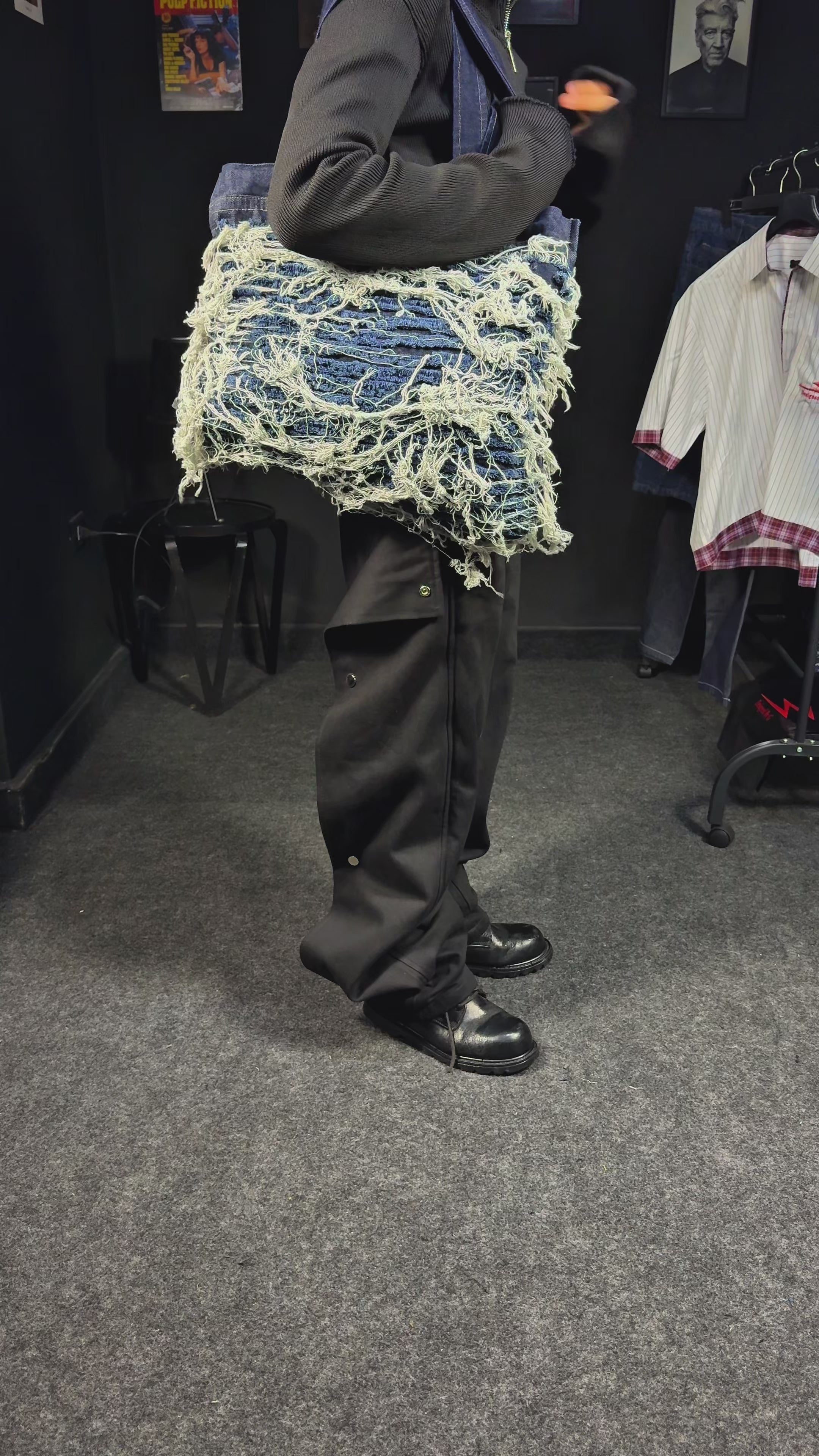Hairy bag Frayed Distressed Denim Shoulder