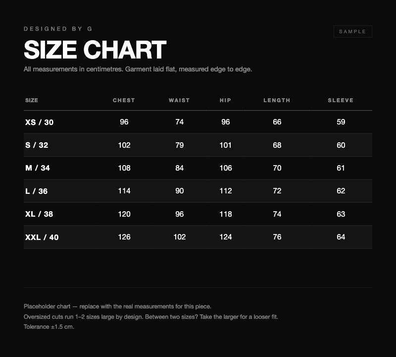 Size chart